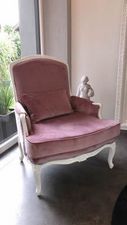 Sessel neu lackiert, gepolstert und mit Samtstoff bezogen 